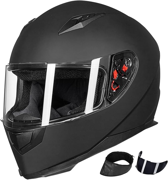 Full Face Motorcycle Helmet|Professional Riding Gear with Ventilation and Clear Visor|DOT Approved Safety Helmet for Street & Highway Riding