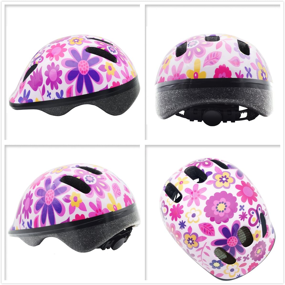 Kids' Flower - Printed Cycling Helmet - Multi - Angle Display, Fits Toddler Head Circumference (Suggested: 48 - 54cm )