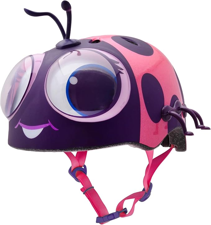 Kids Cartoon Ladybug Bike Helmet – 3D Eyes & Antennae Design – Lightweight Safety Helmet for Ages 3–8 (Adjustable Fit 18.9"–21.3")
