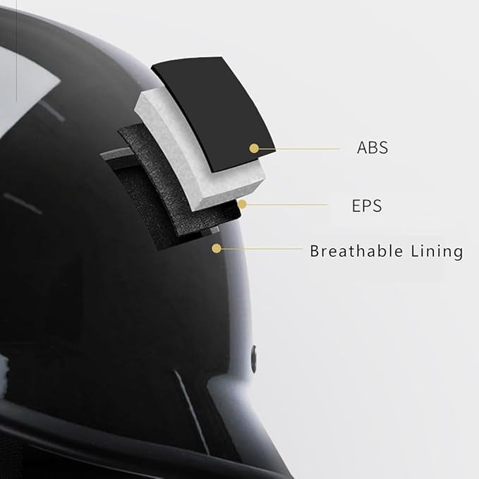 Vintage - Style Black ABS Helmet - Lightweight Protection, Multi - Scene Applicable (Size: 24cm×29cm×14cm, Weight: 600g )