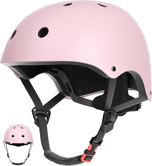 Multi-Sport Skateboard Helmet｜Lightweight & Breathable｜One Size Adjustable｜Stylish Pink for Teens & Adults