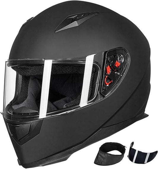 Full Face Motorcycle Helmet｜Professional Riding Gear with Ventilation and Clear Visor｜DOT Approved Safety Helmet for Street & Highway Riding