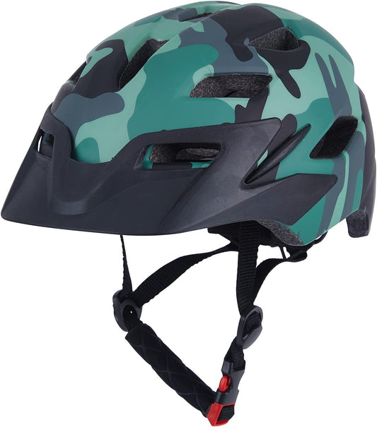 Camouflage Green Mountain Bike Helmet - Multi - Ventilation, Outdoor Bicycle Protective Gear (Fits Head Circumference 54 - 62cm, Lightweight & Impact - Resistant )