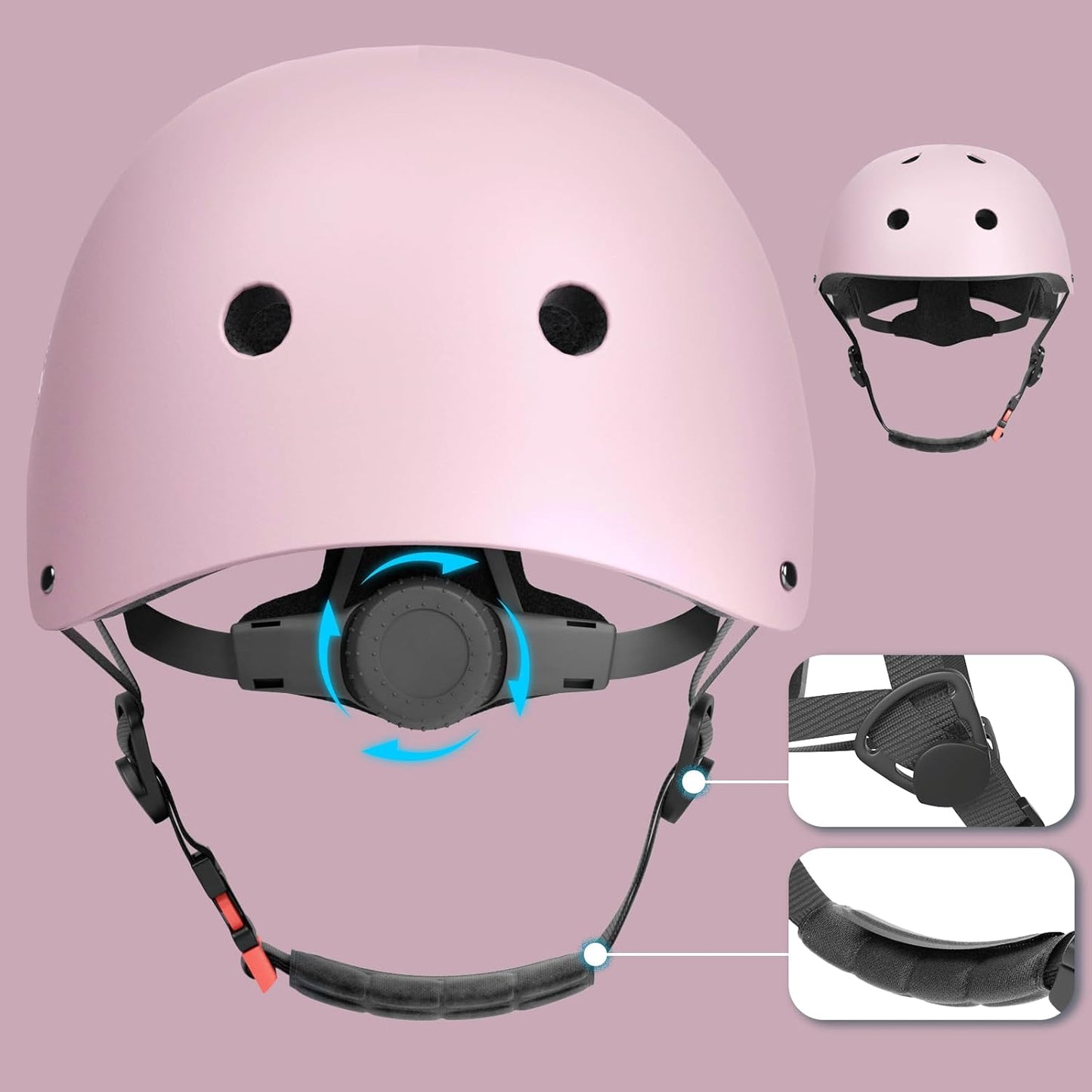 Multi-Sport Skateboard Helmet｜Lightweight & Breathable｜One Size Adjustable｜Stylish Pink for Teens & Adults