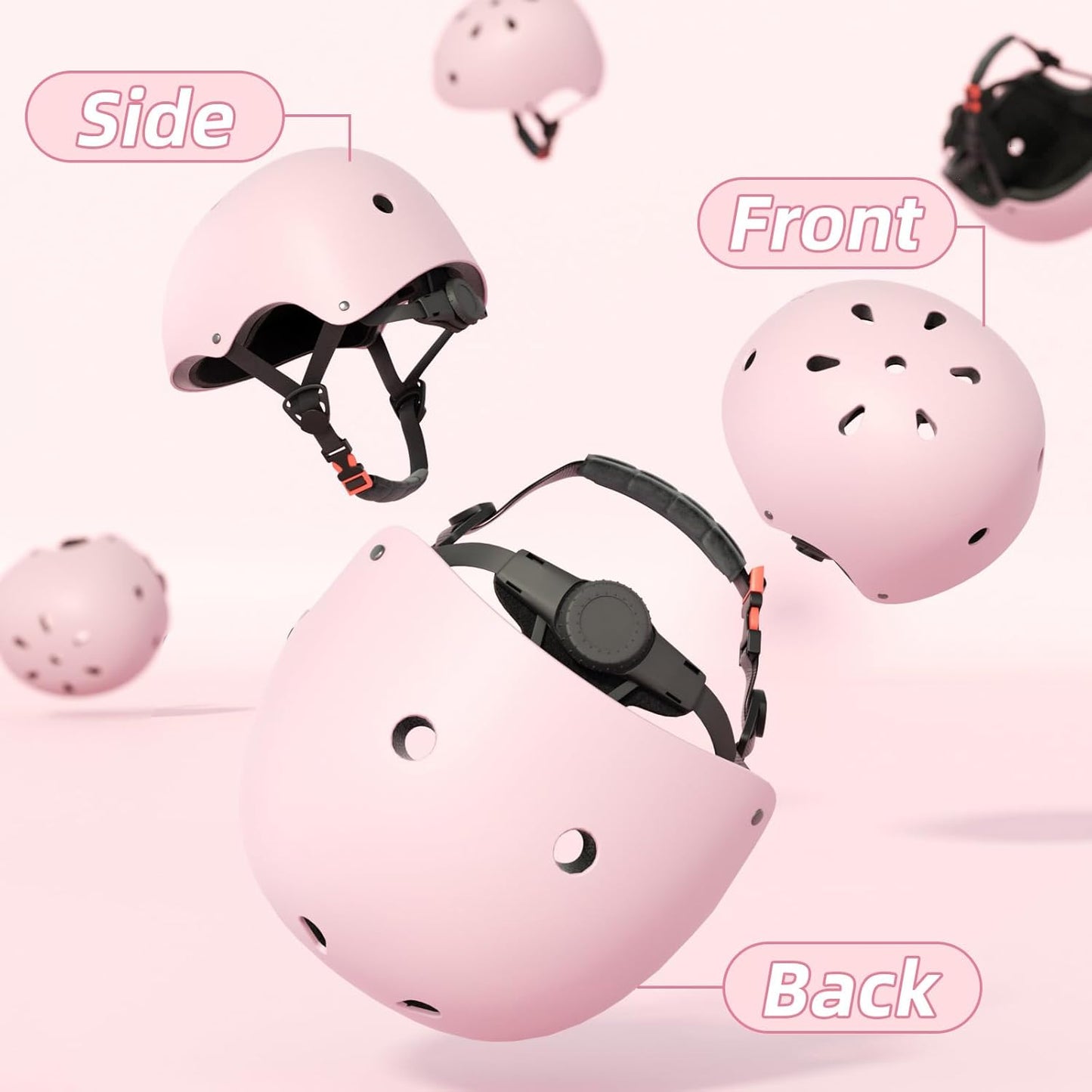 Multi-Sport Skateboard Helmet｜Lightweight & Breathable｜One Size Adjustable｜Stylish Pink for Teens & Adults