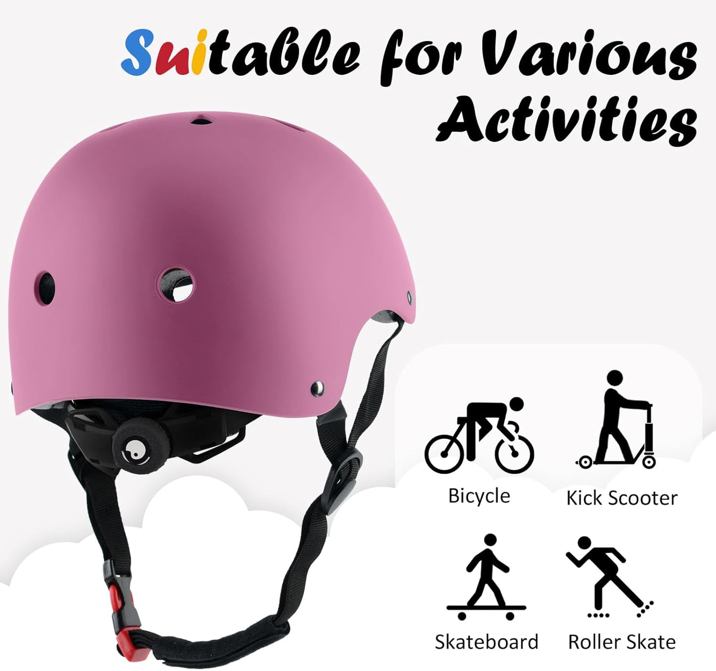 Stylish Pink Bike Helmet – Adjustable Multi-Sport Safety Helmet for Youth and Adults, Ventilated and Lightweight for Cycling, Skateboarding, Scootering & More