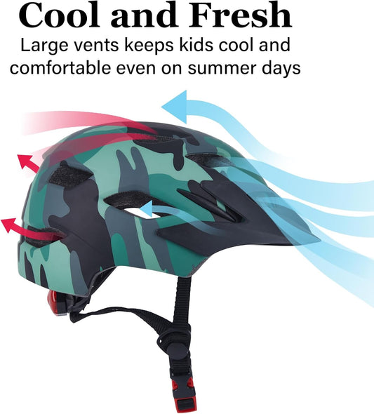 Camouflage Green Mountain Bike Helmet - Multi - Ventilation, Outdoor Bicycle Protective Gear (Fits Head Circumference 54 - 62cm, Lightweight & Impact - Resistant )