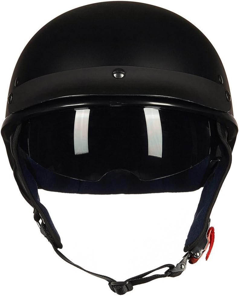 Vintage Matte Black Motorcycle Helmet - With Sun - Protective Goggles, Harley - Style Open - Face Helmet（Fits Head Circumference [suggested: 57 - 61cm], Lightweight & Impact - Resistant ）