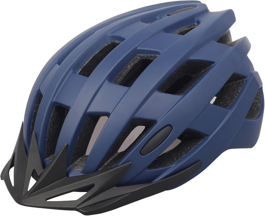 Dark Blue Ventilated Bicycle Helmet - With Black Visor, Ideal for Cycling Safety（Fits Head Circumference 54 - 60cm, Lightweight & Shock - Absorbing ）