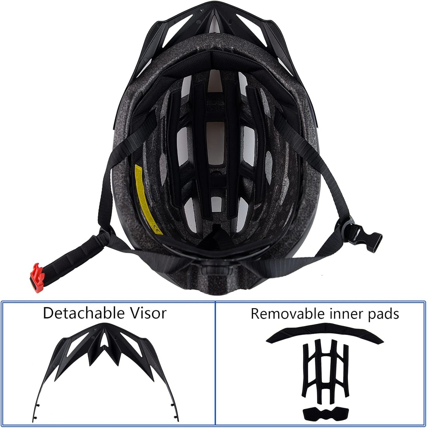 Dark Blue Ventilated Bicycle Helmet - With Black Visor, Ideal for Cycling Safety（Fits Head Circumference 54 - 60cm, Lightweight & Shock - Absorbing ）