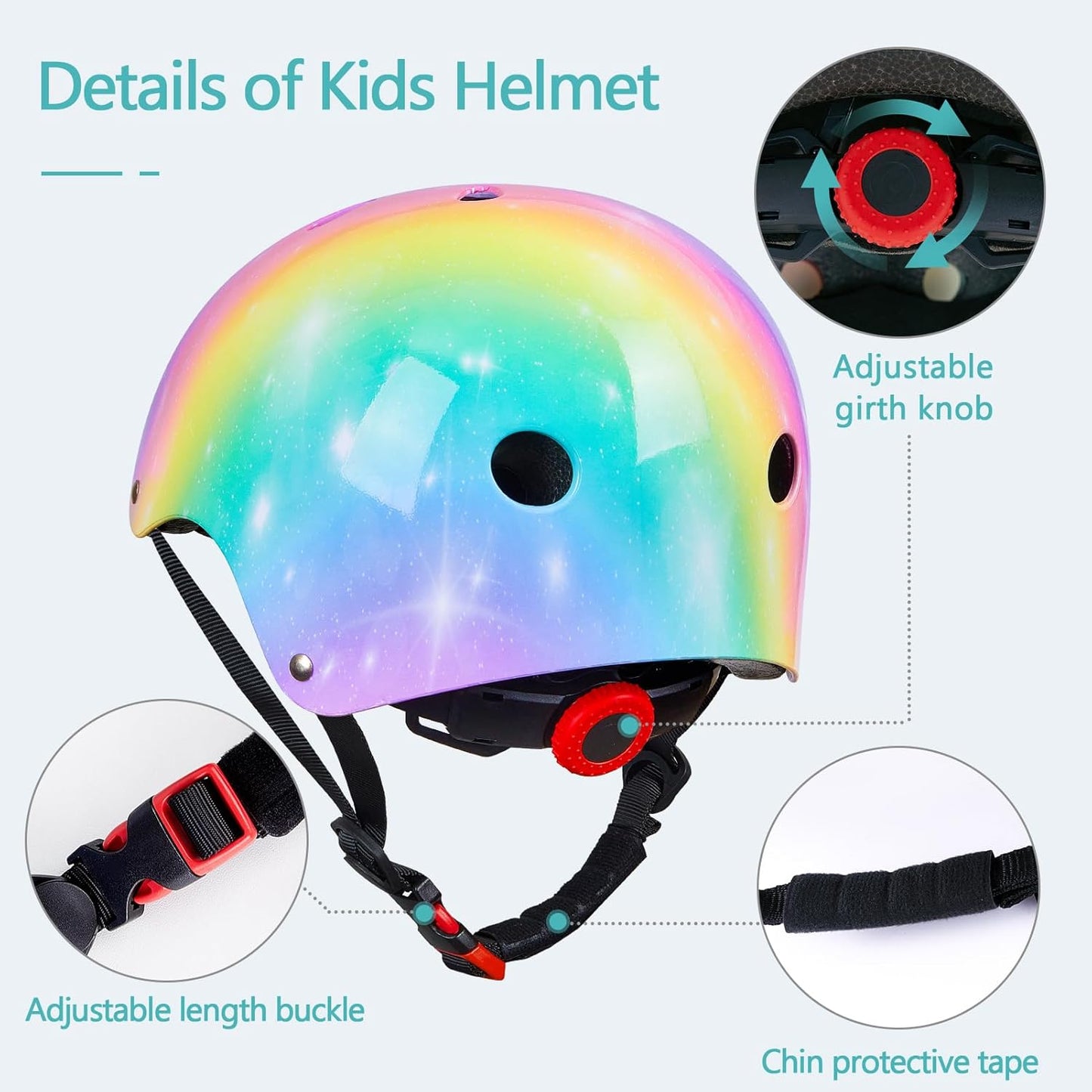 Kids' Colorful Breathable Helmet - Multi - Angle Display, Safety Protection for Skating, Skateboarding & Cycling（Fits Head Circumference [to be supplemented], Lightweight & Impact - Resistant ）