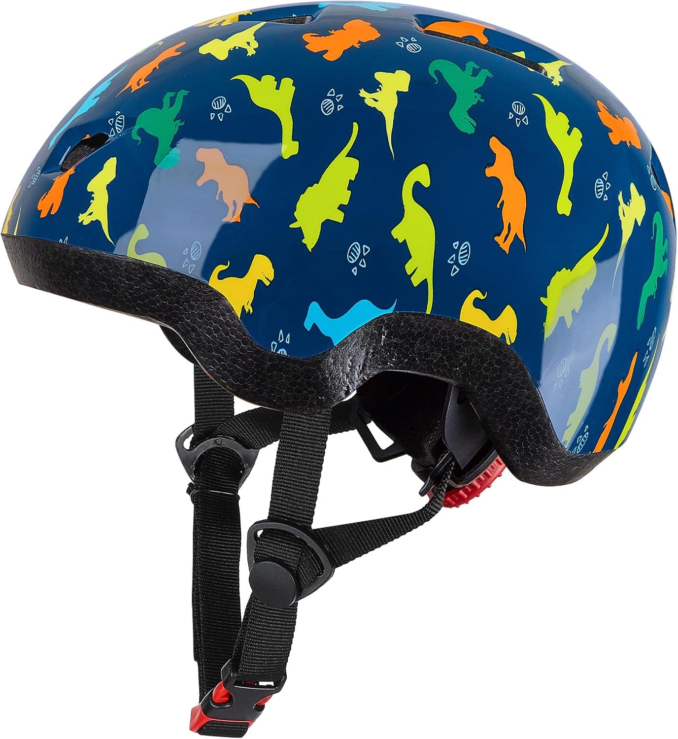 Adjustable Dinosaur - Printed Helmet for Toddlers 1 - 3 Years Old - Fits Head Circumference 48 - 52cm, Safety Protection for Skating, Skateboarding & Cycling