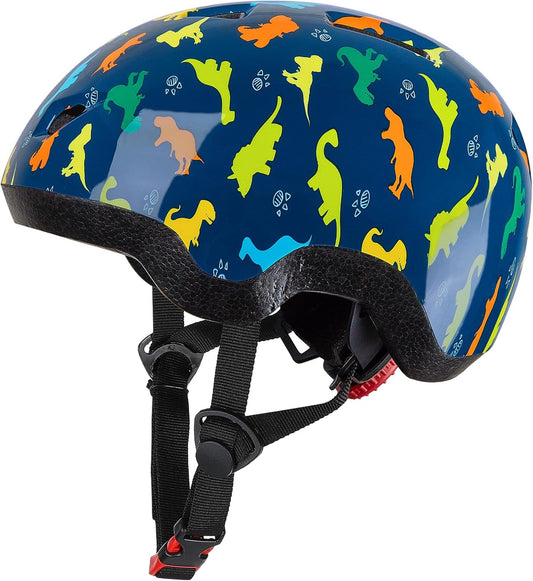 Adjustable Dinosaur - Printed Helmet for Toddlers 1 - 3 Years Old - Fits Head Circumference 48 - 52cm, Safety Protection for Skating, Skateboarding & Cycling