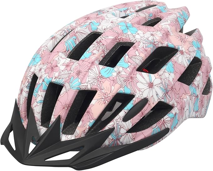 Adult Lightweight Bicycle Helmet – Floral Design with Ventilation & Adjustable Fit – Unisex Cycling Helmet (Head Size 21.2–24 inches)