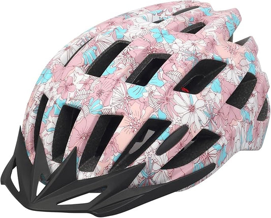 Adult Lightweight Bicycle Helmet – Floral Design with Ventilation & Adjustable Fit – Unisex Cycling Helmet (Head Size 21.2–24 inches)