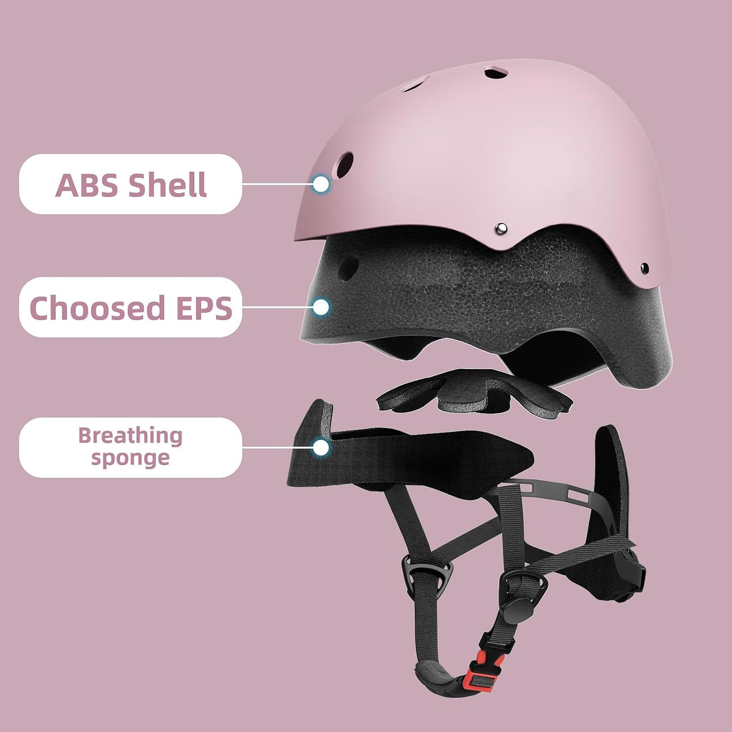 Multi-Sport Skateboard Helmet｜Lightweight & Breathable｜One Size Adjustable｜Stylish Pink for Teens & Adults